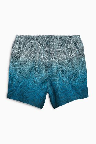 Blue Dip Dye Floral Print Swim Shorts
